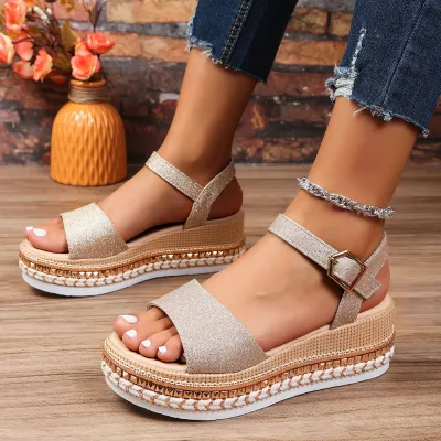 Women Fashion Casual Peep-Toe Thick-Soled Platform Slippers