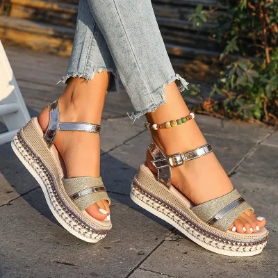 Women Fashion Casual Peep-Toe Thick-Soled Platform Slippers