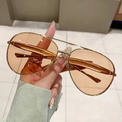 Women Fashion Metal Large Frame Sunglasses