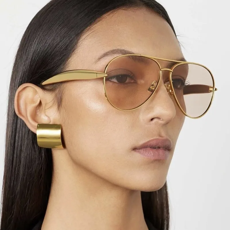 Women Fashion Metal Large Frame Sunglasses