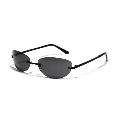 Women Fashion Frameless Metal Oval Sunglasses