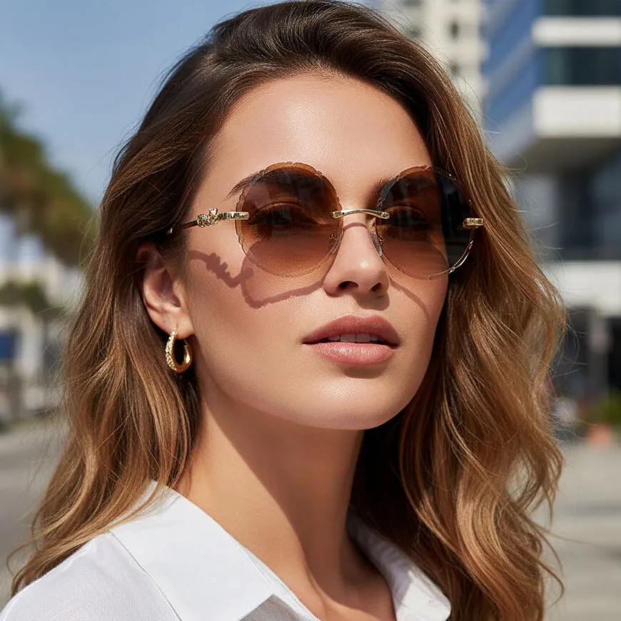 Women Fashion Retro Frameless Sunglasses