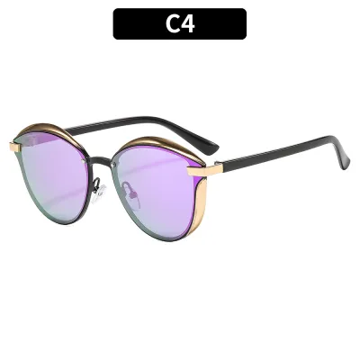 Women Fashion Colorful Metal Large Frame Sunglasses
