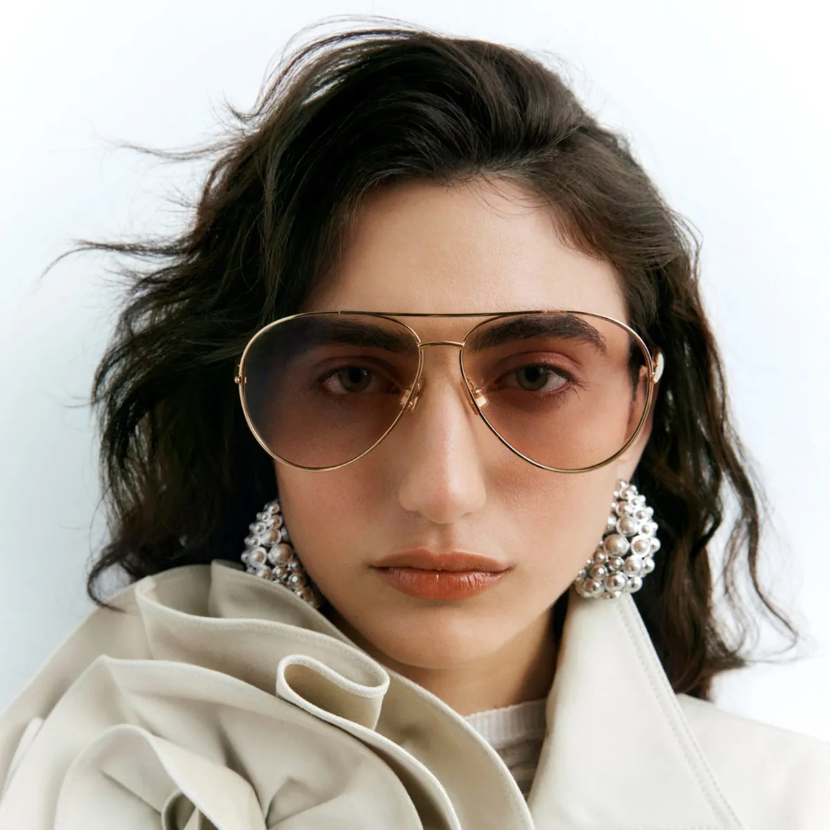 Women Fashion Retro Double Beam Large Frame Sunglasses