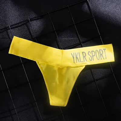 Women Fashion Sexy Solid Color Letter Printed Low Waist Seamless Thong