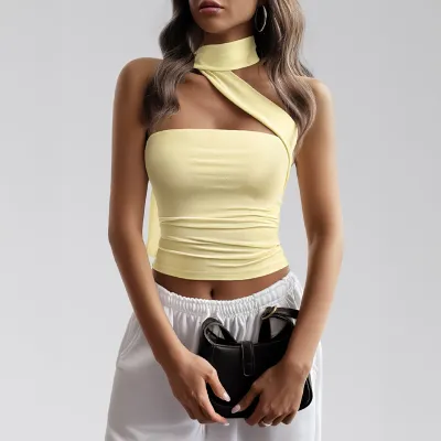 Women Sexy Fashion Solid Color Scarf Tube Top
