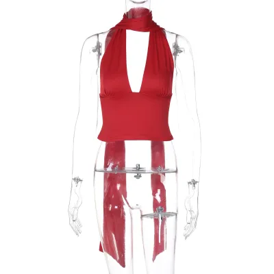 Women Sexy Neck Strap V-Neck Backless Tanks