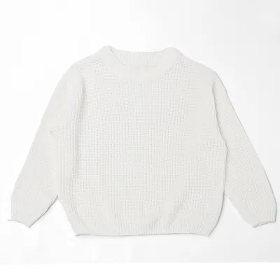 Kids Baby Boys And Girls Solid Color Cotton Long-Sleeve Knitted Sweater