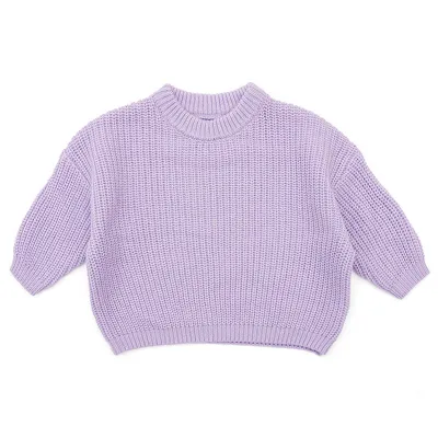 Kids Baby Boys And Girls Solid Color Cotton Long-Sleeve Knitted Sweater