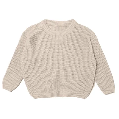 Kids Baby Boys And Girls Solid Color Cotton Long-Sleeve Knitted Sweater