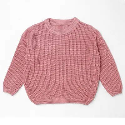 Kids Baby Boys And Girls Solid Color Cotton Long-Sleeve Knitted Sweater