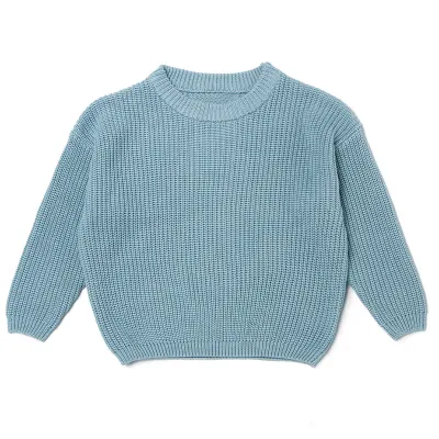 Kids Baby Boys And Girls Solid Color Cotton Long-Sleeve Knitted Sweater