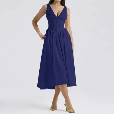 Women Casual Fashion V-Neck Floral Print A- Line Dress