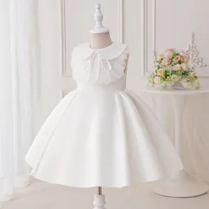 Kids Girls' Fashion Elegant Solid Color Lapel Sleeveless Evening Dress