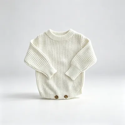 Kids Baby Boys Fashion Solid Color Autumn And Winter Long-Sleeve Knitted Rompers