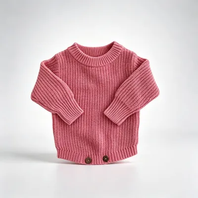 Kids Baby Boys Fashion Solid Color Autumn And Winter Long-Sleeve Knitted Rompers