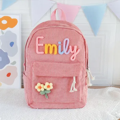 Kids Boys And Girls Fashion Casual Corduroy Backpack