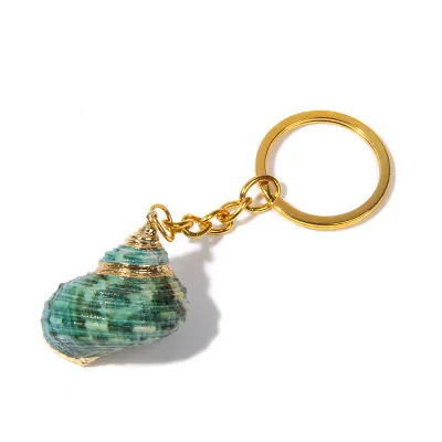 Women Fashion Natural Shell Conch Imitation Pearl Bag Pendant Keychain