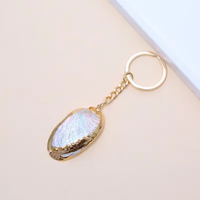 Women Fashion Natural Shell Conch Imitation Pearl Bag Pendant Keychain