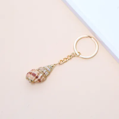 Women Fashion Natural Shell Conch Imitation Pearl Bag Pendant Keychain