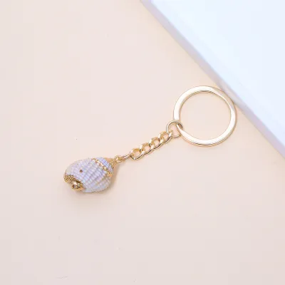 Women Fashion Natural Shell Conch Imitation Pearl Bag Pendant Keychain
