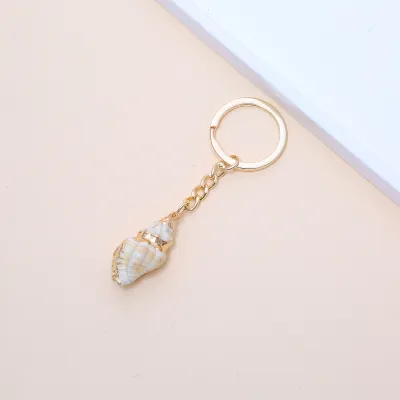 Women Fashion Natural Shell Conch Imitation Pearl Bag Pendant Keychain