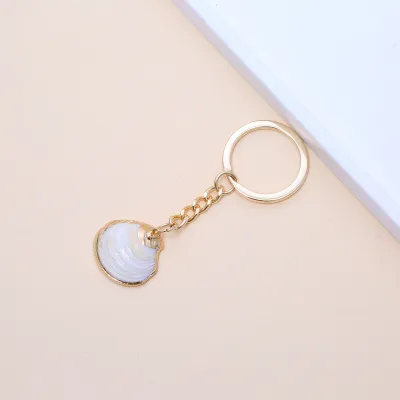 Women Fashion Natural Shell Conch Imitation Pearl Bag Pendant Keychain