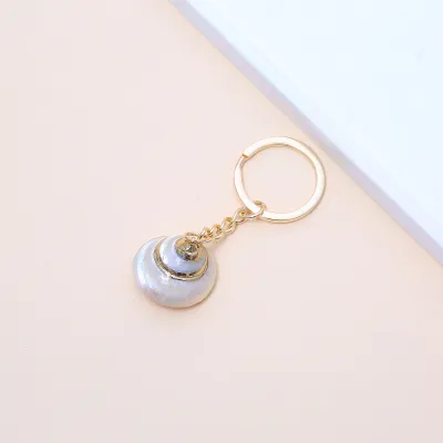 Women Fashion Natural Shell Conch Imitation Pearl Bag Pendant Keychain