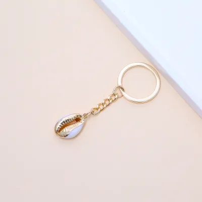 Women Fashion Natural Shell Conch Imitation Pearl Bag Pendant Keychain