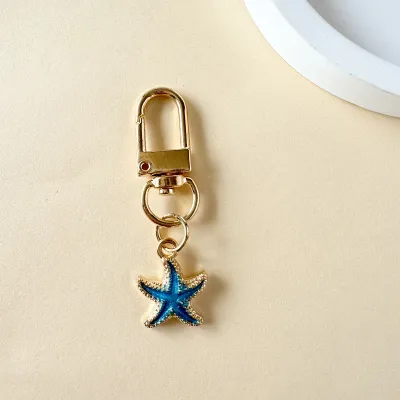 Women Fashion Ocean Colored Conch Shell Starfish Pendant Keychain