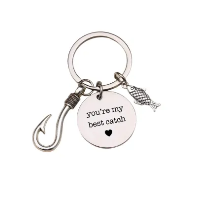 Fashion Stainless Steel Fish Hook Pendant Keychain