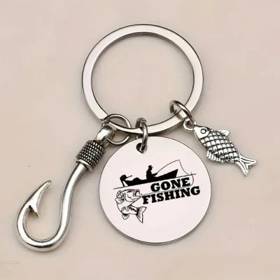 Fashion Stainless Steel Fish Hook Pendant Keychain
