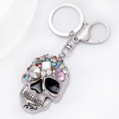 Fashion Creative Rhinestone Skull Metal Car Pendant Keychain
