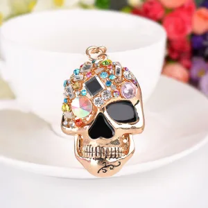 Fashion Creative Rhinestone Skull Metal Car Pendant Keychain