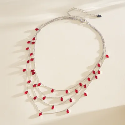 Women Fashion Multi-Layer Water Drop Zircon Necklace
