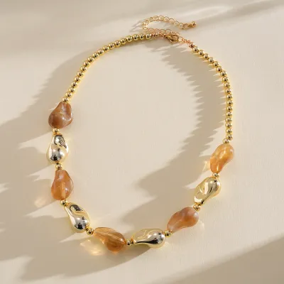 Women Fashion Acrylic Irregular Beaded Necklace