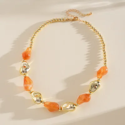 Women Fashion Acrylic Irregular Beaded Necklace