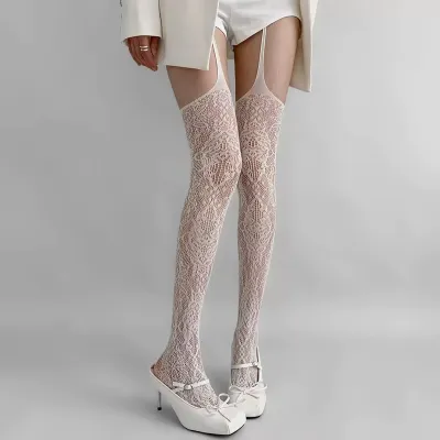 Women Fashion Sexysolid Color Jacquard Stockings
