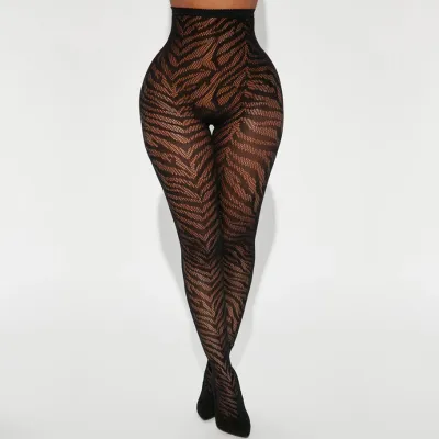 Women Fashion Sexy Hollow Mesh Jacquard Leopard Fishnet Stockings