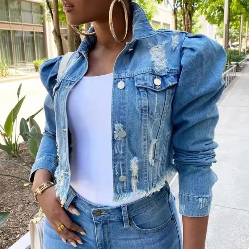 Women Fashion Rick Denim Jacket