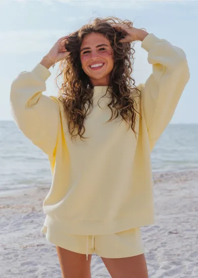 Autumn Women Casual Athleisure Crewneck Sweatshirt And Shorts Fleece Two-Piece Set