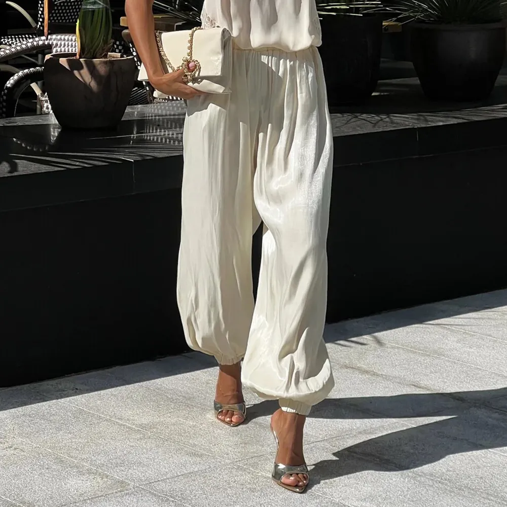 Women Fashion Solid Color Leg Pants