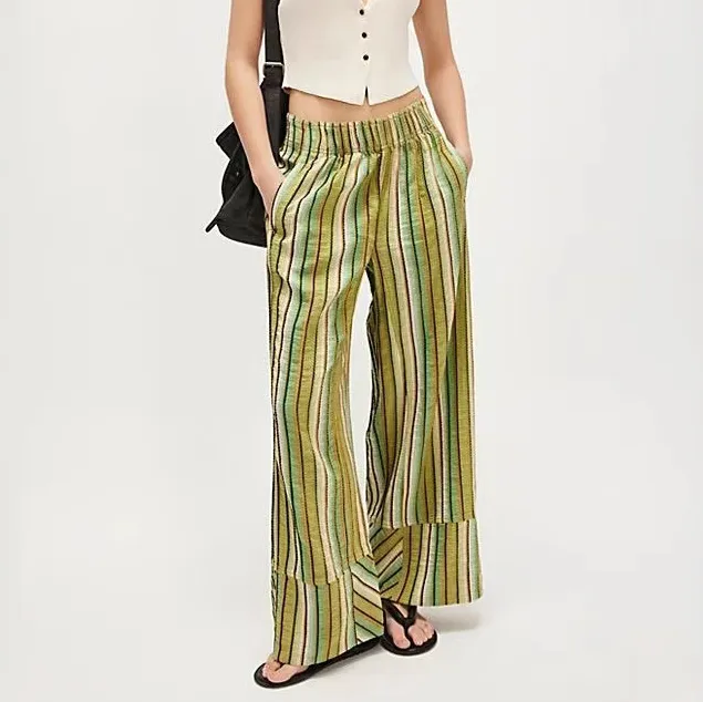 Women'S Casual Stripe Wide Leg Pants