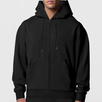 Men'S Fashion Casual Autumn And Winter Solid Color Fleece Warm Long Sleeve Hoodies