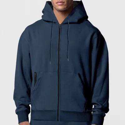Men'S Fashion Casual Autumn And Winter Solid Color Fleece Warm Long Sleeve Hoodies