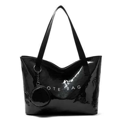 Women Fashion Casual Large Capacity Dupont Paper Jelly Transparent Pvc Waterproof Shoulder Bag