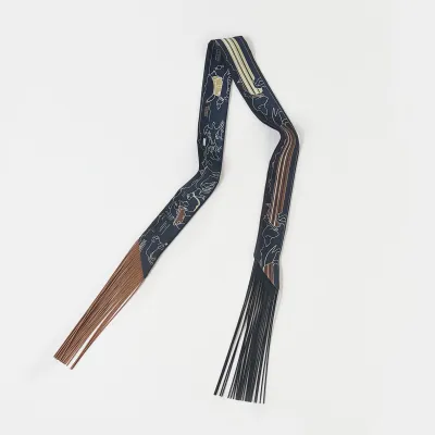 Fashion Print Long Tassel Ribbon Bag Accessories