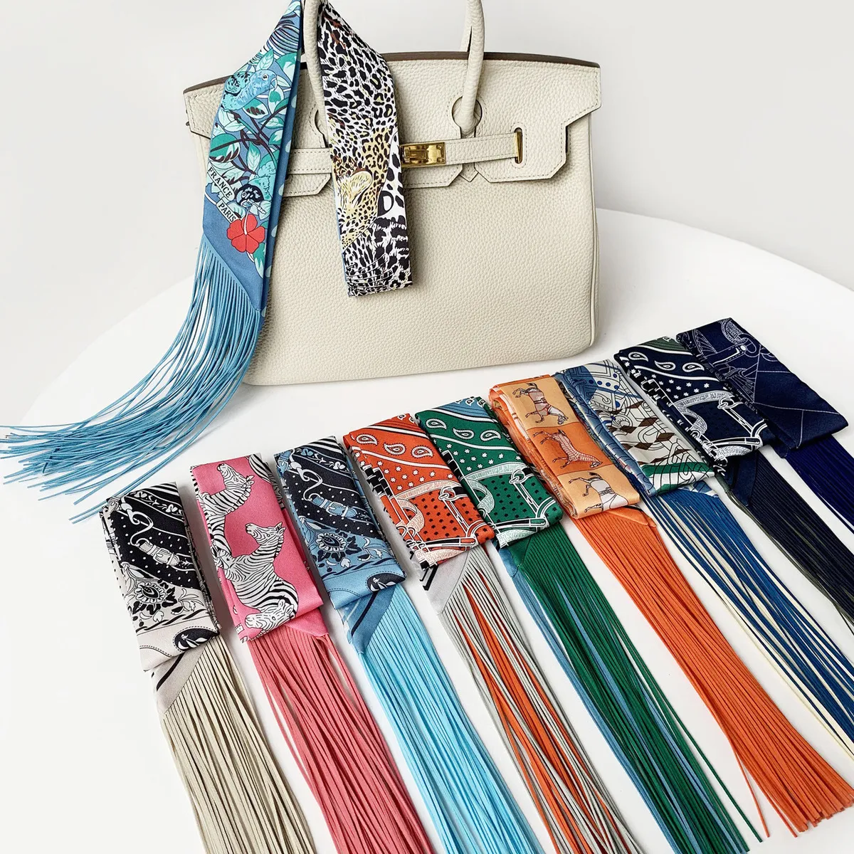 Fashion Print Long Tassel Ribbon Bag Accessories