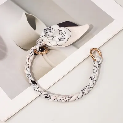 Fashion Silk Scarf Woven Hand Strap Bag Accessories