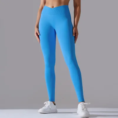 Women Fashion Solid Color Seamless Tight High Waist Breathable Quick-Drying Yoga Sports Leggings